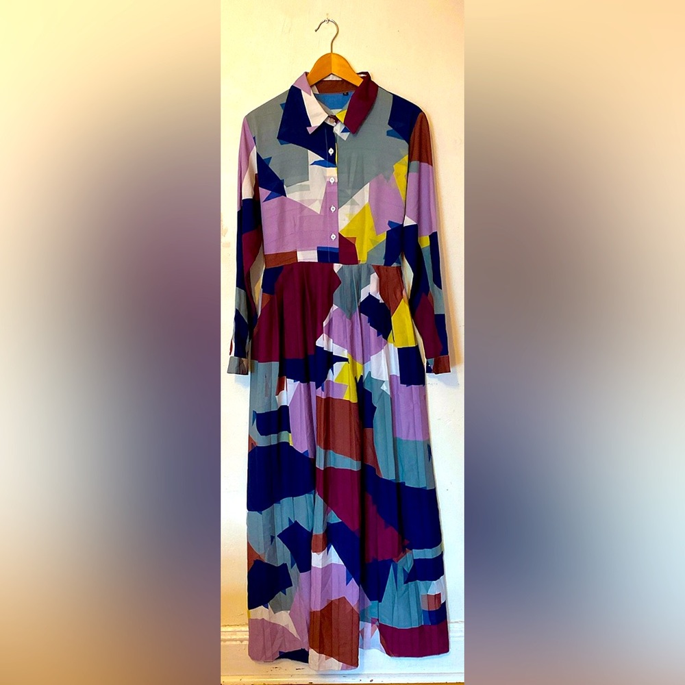 Colorful Abstract Patterned Maxi Dress